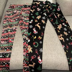 Festive Holiday Print Women's Leggings set of 2